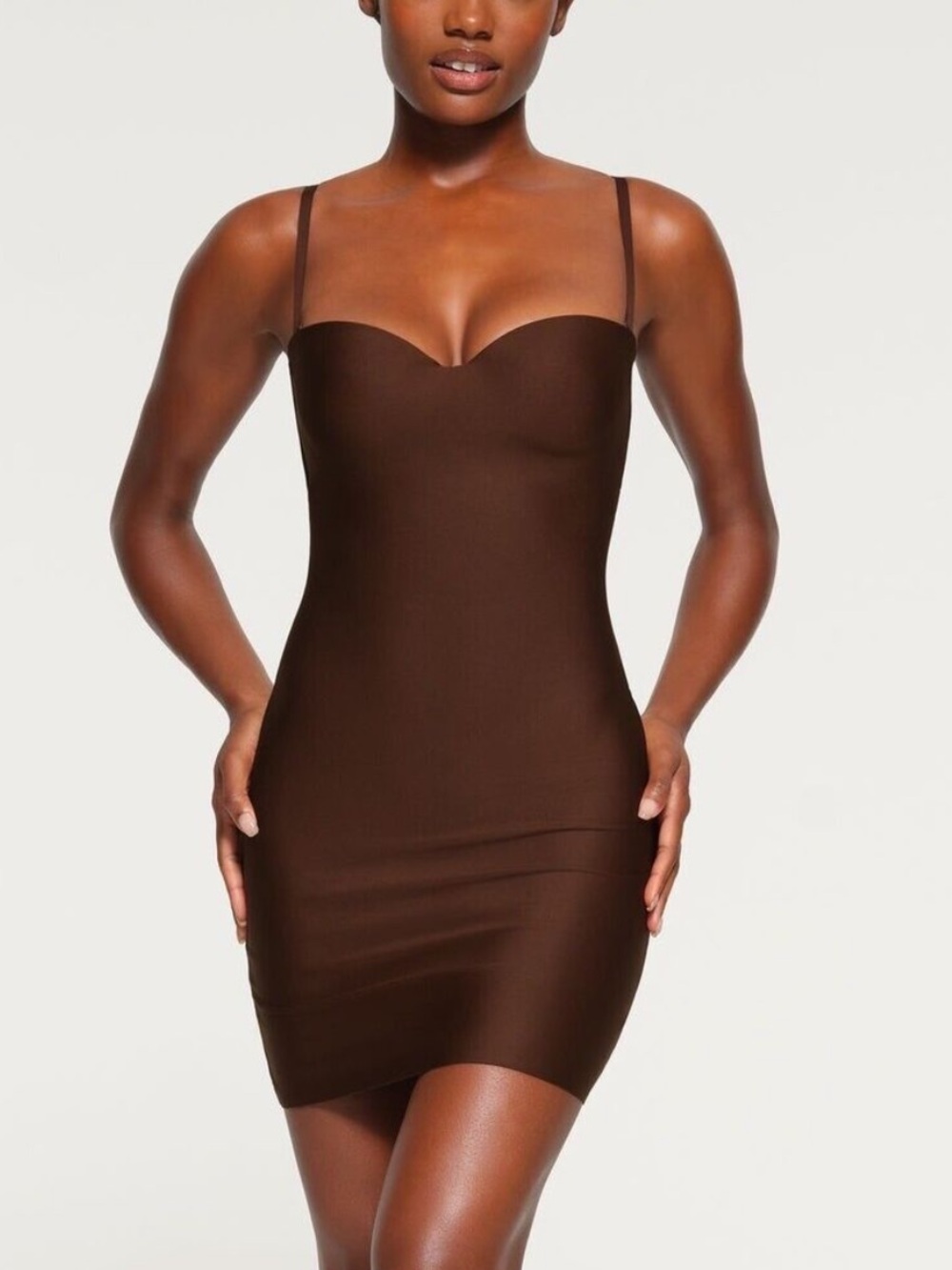 Skims Body UNDERWIRE SLIP DRESS In Cocoa Size 4X mini dress shapewear